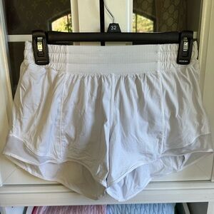 White Lululemon tall hotty hot shorts